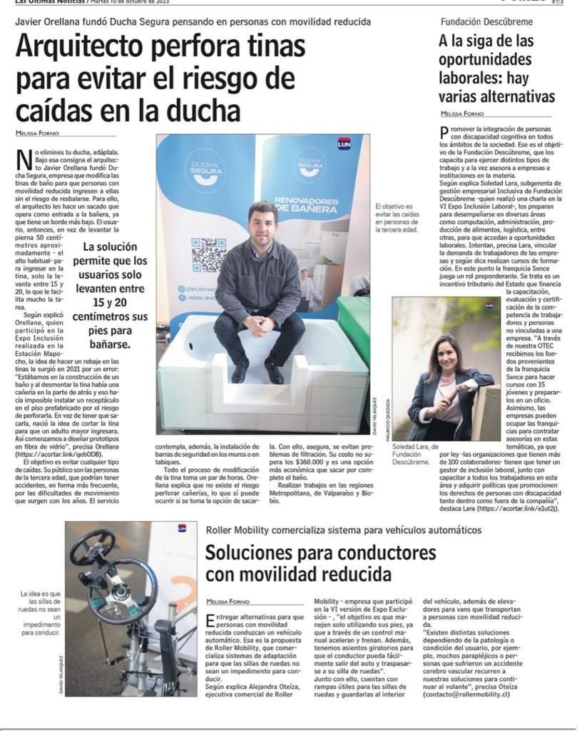 Reportaje de Las Últimas Noticias sobre Ducha Segura®