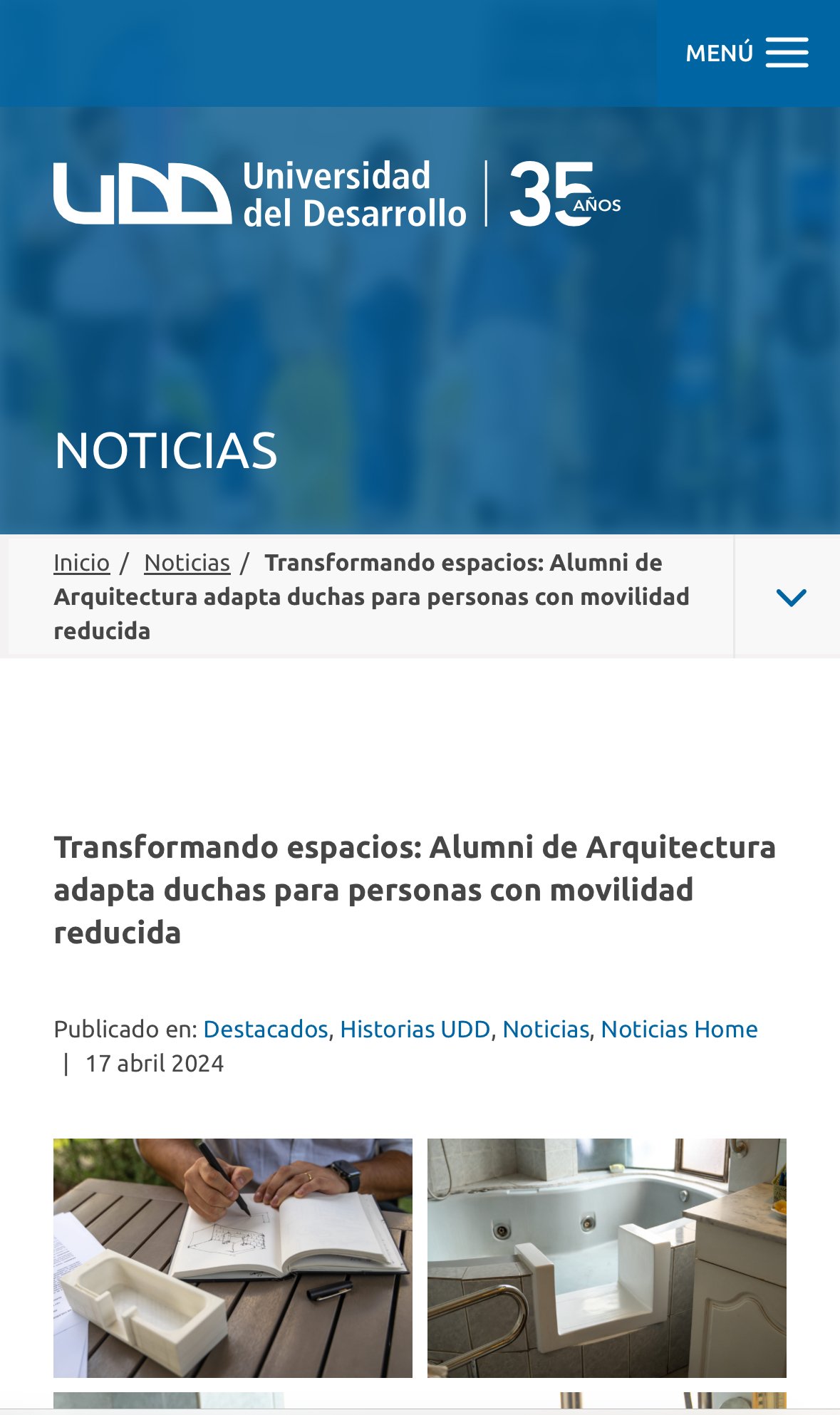 Universidad del Desarrollo: «Transformando espacios: Alumni de Arquitectura adapta duchas para personas con movilidad reducida»